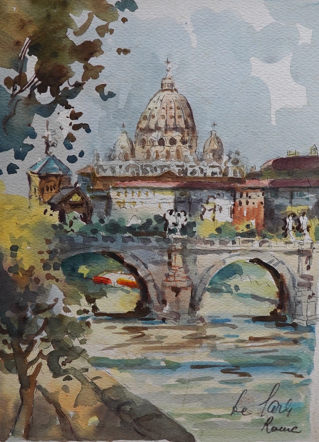 Italian School, set of three watercolours, Rome views, each indistinctly signed and inscribed Roma, 25 x 34cm. Condition - poor